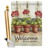 Breeze Decor Welcome to My Garden 2-Sided Polyester 40 x 28 in. Flag Set in Brown | 40 H x 28 W x 1 D in | Wayfair BD-SH-HS-100064-IP-BO-D-US16-AL