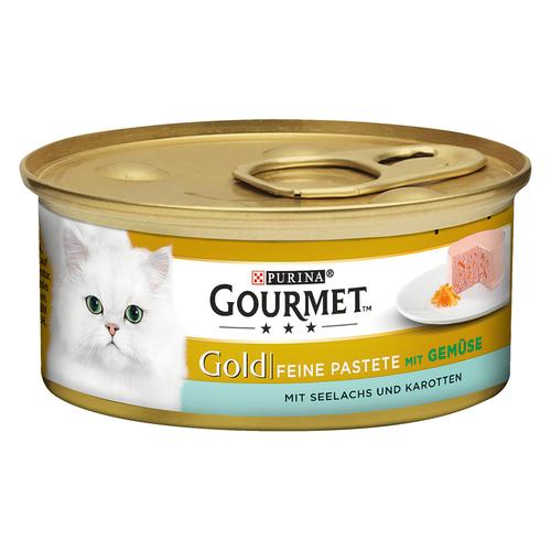 48x85g Seelachs&Karotte Feine Pastete Gourmet Gold Katzenfutter