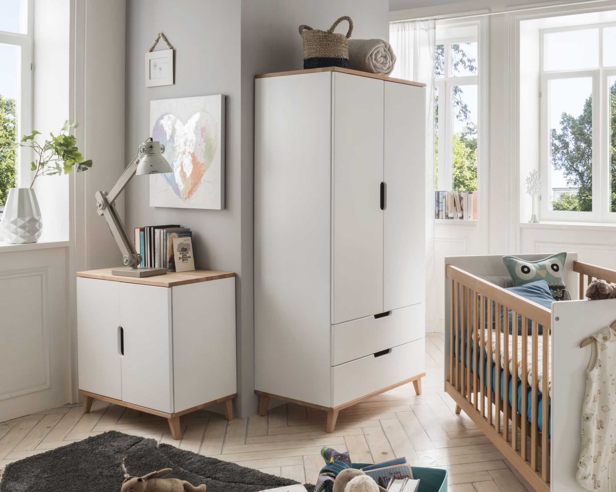 INFANSKIDS »Infanscolor« Kinderzimmer Kleiderschrank weiß weiß-Buche / 2-Türig