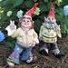 HomeStyles Nowaday Gnomes Hippie Jerry "Peace Man" & Janice "Chick" Flower Child 2 Piece Garden Statue Set Concrete/Stone in Blue/Gray/Red | Wayfair