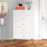 Etta Avenue™ Herschel 5 - Drawer Chest Wood in White | 46 H x 30 W x 19 D in | Wayfair BE57074B764449D0B15D6000CB89D392