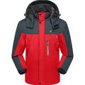 GEMYSE Men's Mountain Waterproof Ski Jacket Windproof Fleece Outdoor Winter Coat with Hood (Red Grey,L)