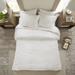 Madison Park Full/Queen 3 Piece Tufted Cotton Chenille Palm Duvet Cover Set in White - Olliix MP12-6223
