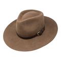 Borges & Scott B&S Premium Lewis - Wide Brim Fedora Hat - 100% Wool Felt - Water Resistant - Leather Band - Light Brown 62