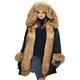 Aox Women Winter Faux Fur Hood Warm Thicken Coat Lady Casual Plus Size Parka Jacket Outdoor Overcoat (10, Brown Faux Fur)