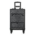 Yaheetech Cosmetic Case Professional Makeup Case Storage Travel Trolley on Wheels,Lockable Box with 1 Smooth Sliding Drawer Black