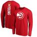 Men's Fanatics Branded Trae Young Red Atlanta Hawks Playmaker Name & Number Long Sleeve T-Shirt