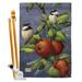 Breeze Decor Chickadees & Apples Garden Friends Birds Impressions Decorative Vertical 2-Sided 40 x 28 in. Flag Set in Black/Gray | Wayfair