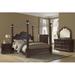 Fleur De Lis Living Delbert Canopy Bed Wood & /Upholstered/Faux leather in Brown | 88 H x 68.5 W x 88 D in | Wayfair