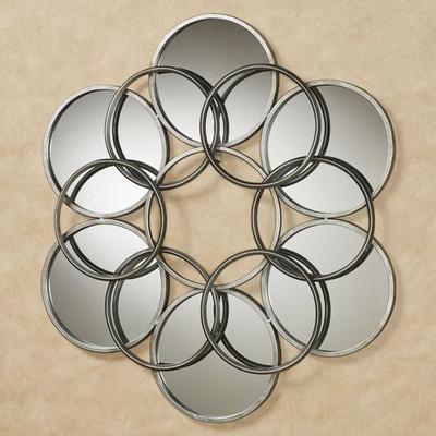 Elliptical Mirrored Wall Sculpture Aged Silver , A...