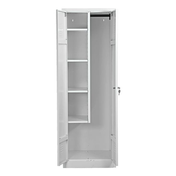 Gürkan Putzmittelschrank, Stahl, auf Sockel, 60 x 180 cm weiß, 60x180x50 cm Image