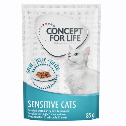 48x85g Sensitive Cats - in Gelee Concept for Life Katzenfutter nass