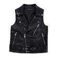 YM YOUMU Women's Faux Leather Black Waistcoat Gilet Biker Sleeveless Jacket Vintage Top (Black, UK Size XXL/(Label Size 4XL))