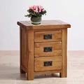 OAK Solid 3-Drawer Bedside Unit Lacquer Table Bedside Cabinet 3 Drawer, Solid OAK Wood Furniture/Oak 3 Drawer Bedside Table Cabinet