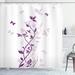 Harriet Bee Leslie Purple Violet Tree Persian Lilac Blooms w/ Butterfly Art Ornamental Plant Graphic Single Shower Curtain | 70 H x 69 W in | Wayfair