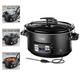 Russell Hobbs Multikocher 3-in-1 [Slow Cooker, Sous Vide, Bräter + Kerntemperatursensor] schwerer 6,5l Keramik-Gartopf für opt. Temperaturverteilung (digitales Display/Timer,Temperaturanzeige)25630-56