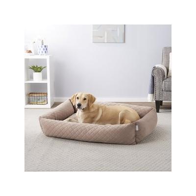 Frisco Velvet Rectangular Bolster Cat & Dog Bed, Beige, X-Large