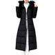 Linkay Womens Coat Outerwear Fur Hooded Coat Long Cotton-Padded Zipper Jackets Pocket Coats Black, XXXXL