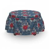 East Urban Home Rococo Antique Growth Ottoman Slipcover Polyester in Blue/Gray | 16 H x 38 W x 0.1 D in | Wayfair AF5F4F3056174F5C8FEAC1561919BE59