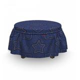 East Urban Home Heart Shapes on Denim Ottoman Slipcover Polyester in Blue | 16 H x 38 W x 0.1 D in | Wayfair 5C6237E624DB47F6B13CE694C78F6D83