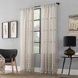 Clean Window Aso Twill Stripe Anti-Dust Linen Blend Sheer Curtain Panel Polyester/Linen in White | 63 H in | Wayfair 54929