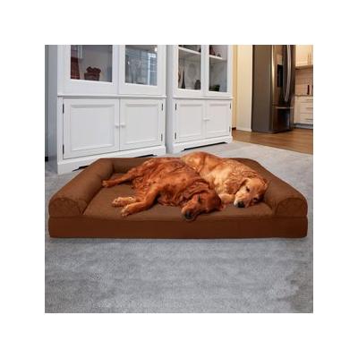 FurHaven Quilted Orthopedic Sofa Cat & Dog Bed with Removable Cover, Toasted Brown, Jumbo Plus