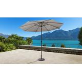 11' Outdoor Market Umbrella for kathy ireland Homes & Gardens in Truffle - TK Classics UMBRELLA-11x8MKT-KI-TRUFFLE