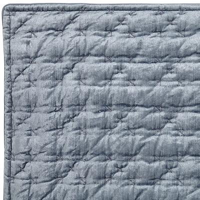 Margot Slubby Velvet Quilt - Cornflower, Full/Queen - Ballard Designs