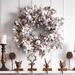 The Holiday Aisle® Metallic Magnolia Leaves & Velvet Dogwood Silk Wreath Silk in Gray | 26 H x 26 W x 6 D in | Wayfair