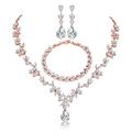 Shuxin Jewellery Set for Women, Necklace Dangle Earrings Bracelet Set, Rose Gold Plated Jewelry Set with White AAA Cubic Zirconia, Allergy Free Wedding Party Jewellery for Bridal Bridesmaid