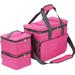 Cat and Dog Pink Travel Bag Includes 2 Food Carriers, 2 Bowls and Place mat, 15.5" L X 9" W X 15.5" H, Medium