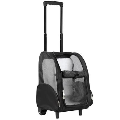 Kopeks Black Deluxe Backpack Pet Travel Carrier with Double Wheels, 13" L X 12" W X 20" H