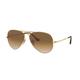 Ray-Ban RB3689 Aviator Sunglasses - Men's Gold Clear Gradient Brown Lens RB3689-914751-62