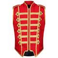 Ro Rox Men's Marching Band Vest Drummer Sleeveless Parade Jacket - Red & Gold (L)