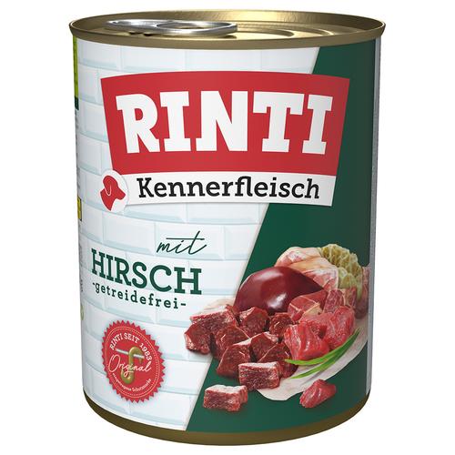6 x 800g Kennerfleisch Hirsch RINTI Hundefutter nass