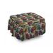 East Urban Home Tattoo Cats 2 Piece Box Cushion Ottoman Slipcover Set Polyester in Black/Brown/Gray | 16 H x 38 W x 0.1 D in | Wayfair