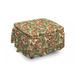 East Urban Home Ethnic Paisley Leaves 2 Piece Box Cushion Ottoman Slipcover Set Polyester in Brown/Green/Red | 16 H x 38 W x 0.1 D in | Wayfair