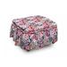 East Urban Home Paisley Floral 2 Piece Box Cushion Ottoman Slipcover Set Polyester in Pink/Red | 16 H x 38 W x 0.1 D in | Wayfair