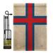Breeze Decor Faroe Islands the World Nationality Impressions 2-Sided Burlap 19 x 13 in. Flag Set in Brown/Red | 18.5 H x 13 W x 1 D in | Wayfair