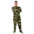 BIG FEET PAJAMA CO. Green Camouflage Adult Fleece Footed Pyjamas Onesie with Bum Flap (XXL)