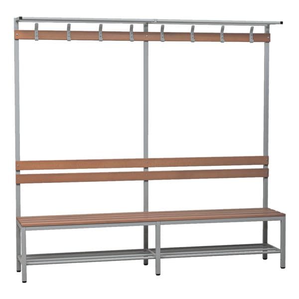 Gürkan Sitzbank 2,00 m, mit Hakenleiste-Garderobe und Hutboden grau, 200x189x40 cm Image