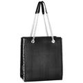 CRAZYCHIC Women's Studded Handbag Studs Tote Bag Chain Shopper PU Leather Snake Skin Long Shoulder Bag Medium Black