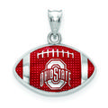 Women's Ohio State Buckeyes Sterling Silver Enameled Football Logo Pendant