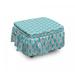 East Urban Home Wavy Lines Ogee Shapes Ottoman Slipcover Polyester in Green/Pink | 16 H x 38 W x 0.1 D in | Wayfair