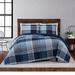 Truly Soft Trey Quilt Set Microfiber/Cotton in Blue | King Quilt + 2 Shams | Wayfair QS3227KC-2600