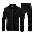 WanYangg Men's Casual Tracksuit Set Baseball Jacket Collar Sportswear Tracksuits Full Zip Sports Jogging 2 Pieces Sports Running Jogger Suits Top and Bottoms Track Suits for Mens Black 8XL