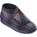 Cosyfeet Robbie - Navy Russet Check - 6-3H - Extra Roomy Men's Slippers