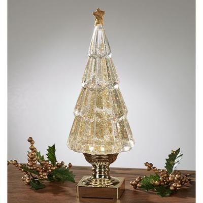Glitter Swirl LED Christmas Tree Table Accent Gold , Gold