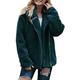 Elapsy Womens Casual Long Sleeve Zipper Fuzzy Fleece Sherpa Cardigan Jackets Coats Green Large 16 18