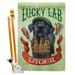 Breeze Decor Lucky Lab Lager 2-Sided Polyester 40 x 28 in. Flag Set in Black/Brown/Green | 40 H x 28 W x 1 D in | Wayfair